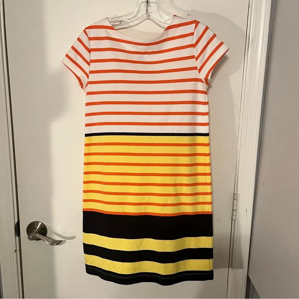 GapKids girls size XXlarge, striped T-shirt, dress, yellow, Blue, orange, knit
